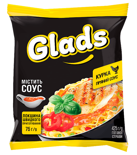 Курка з пряним соусом Локшина Glads зі смаком курки та пряним соусом